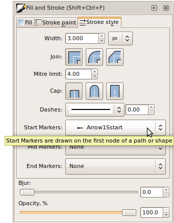 Arrow toolbar in Inkscape