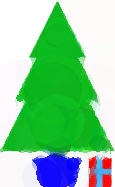 Christmas tree and present image evolved from circles